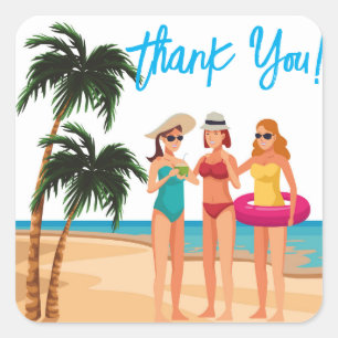 Bahamas Girls Trip Junggeselinnen-Abschied Urlaub Quadratischer Aufkleber
