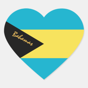 Bahamas Herz Aufkleber, Patriotische Bahamas Flagg Herz-Aufkleber