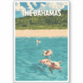 Bahamas Illustration Reisen Vintag Aufkleber (Vorderseite)
