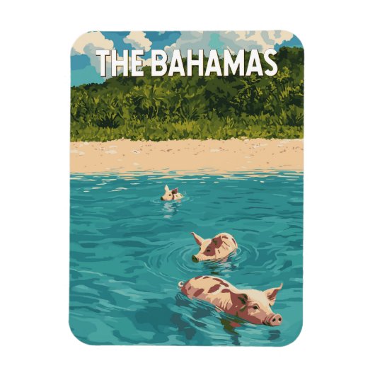 Bahamas Illustration Reisen Vintag Magnet (Vertikal)