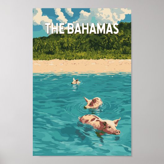 Bahamas Illustration Reisen Vintag Poster (Vorne)