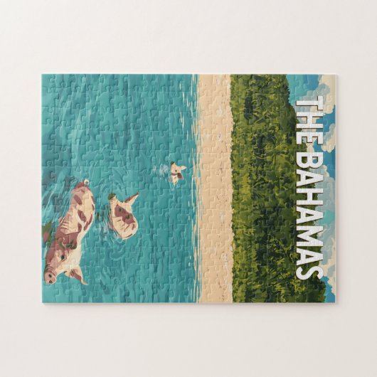 Bahamas Illustration Reisen Vintag Puzzle (Horizontal)