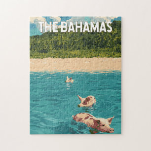 Bahamas Illustration Reisen Vintag Puzzle
