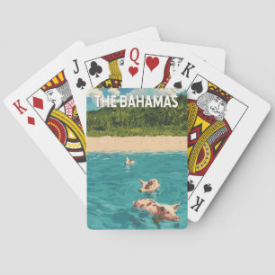 Bahamas Illustration Reisen Vintag Spielkarten