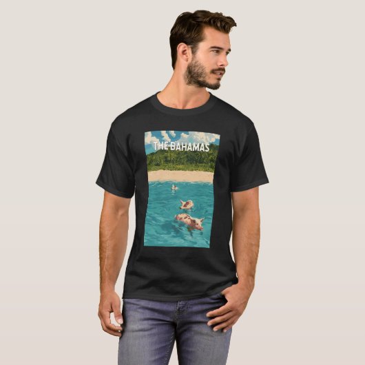 Bahamas Illustration Reisen Vintag T-Shirt (Vorne ganz)