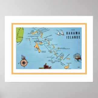 Bahamas-Inseln Karte 18x24 Poster