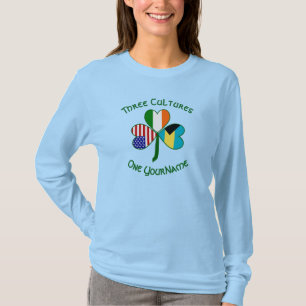 Bahamas Ireland USA Flaggen Kleeblatt Personalisie T-Shirt