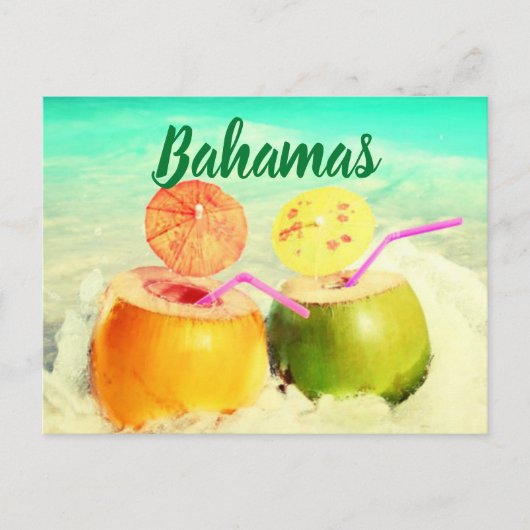 Bahamas Kokosnüsse Postkarte (Vorderseite)