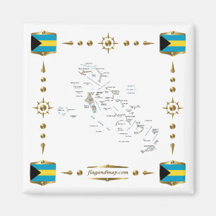 Bahamas Map + Flags Magnet