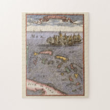 Bahamas Map Vintage Ships Naval Battle Caribbean
