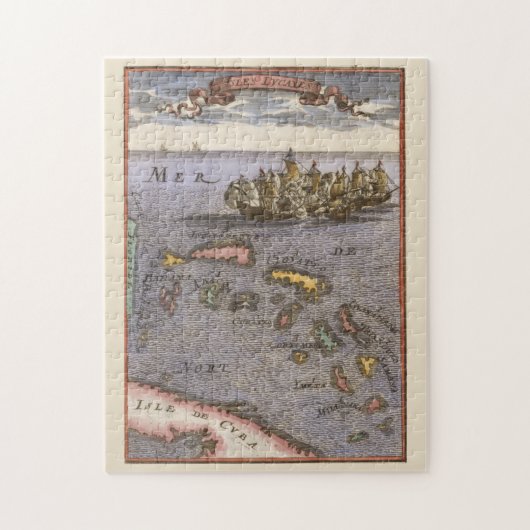 Bahamas Map Vintage Ships Naval Battle Caribbean Puzzle (Vertikal)