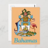 Bahamas mit Wappen (Karibisches Paradies) Postkarte (Vorne/Hinten)