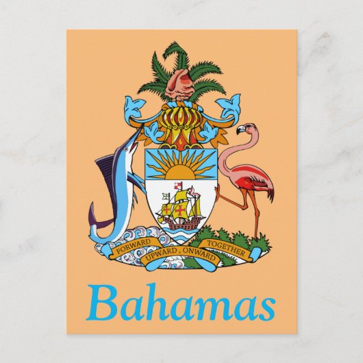 Bahamas mit Wappen (Karibisches Paradies) Postkarte (Vorderseite)
