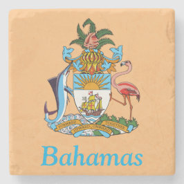 Bahamas mit Wappen (Karibisches Paradies) Steinuntersetzer