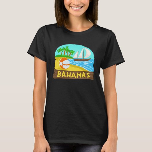 Bahamas Palm Tree Sun Beach Lagoon Island T-Shirt (Vorderseite)