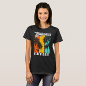 Bahamas Palm Trees Beach Caribe Retro Ferien Fam T-Shirt (Vorne ganz)