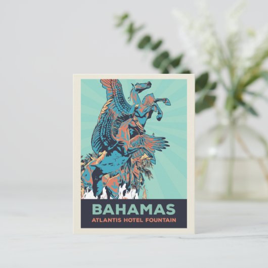 Bahamas Paradise Island, Springbrunnen des Atlanti Postkarte (Stehend Vorderseite)