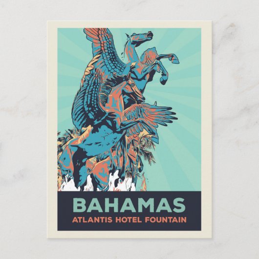 Bahamas Paradise Island, Springbrunnen des Atlanti Postkarte (Vorderseite)
