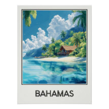 Bahamas-Poster, Hütte am tropischen Strand