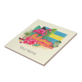 Bahamas Retro-Karibikinsel Flamingo Vintag Fliese (Seite)