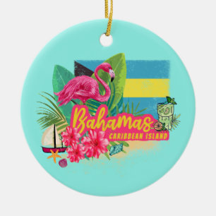 Bahamas Retro-Karibikinsel Flamingo Vintag Keramik Ornament