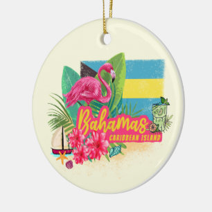 Bahamas Retro-Karibikinsel Flamingo Vintag Keramik Ornament