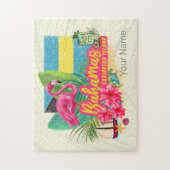 Bahamas Retro-Karibikinsel Flamingo Vintag Puzzle (Vertikal)