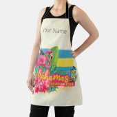 Bahamas Retro-Karibikinsel Flamingo Vintag Schürze (InSitu)