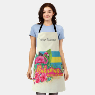 Bahamas Retro-Karibikinsel Flamingo Vintag Schürze
