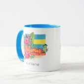 Bahamas Retro-Karibikinsel Flamingo Vintag Tasse (Vorderseite Links)