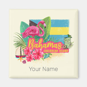 Bahamas Retro karibische Insel Flamingo Vintage Magnet
