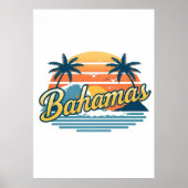 Bahamas Retro Sunset Palm Trees Design Poster (Vorne)