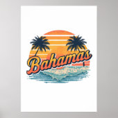 Bahamas Retro Sunset Palm Trees Design Poster (Vorne)