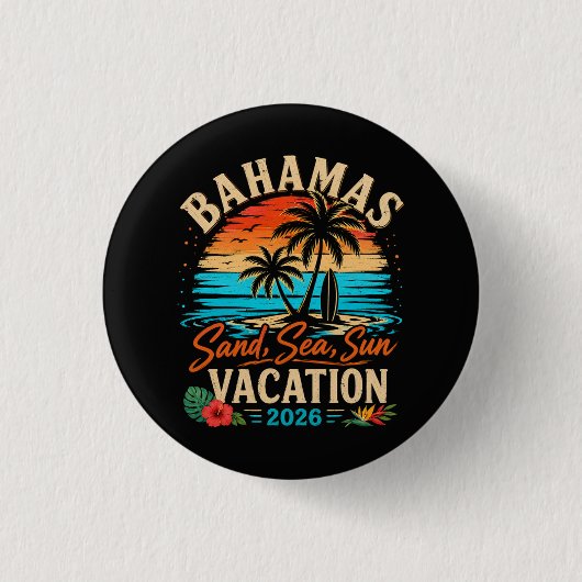 Bahamas Sand Meer Sonn Urlaub 2026 Button (Vorderseite)