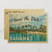 Bahamas Save the Date Vintage Postkarten (Vorne/Hinten)