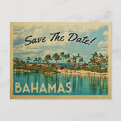 Bahamas Save the Date Vintage Postkarten (Vorderseite)