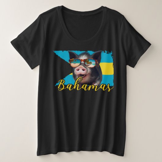 Bahamas Schwimmen Schweine - Exuma Pig Beach Adven Große Größe T-Shirt (Design vorne)