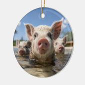 Bahamas Schwimmen Schweine - Exuma Pig Beach Adven Keramik Ornament (Links)