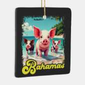 Bahamas Schwimmen Schweine - Exuma Pig Beach Adven Keramikornament (Rechts)