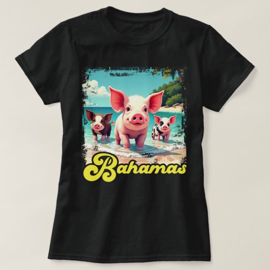 Bahamas Schwimmen Schweine - Exuma Pig Beach Adven T-Shirt (Design vorne)
