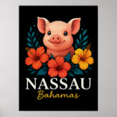 Bahamas Schwimmen Schweine Mauer Poster (Vorne)