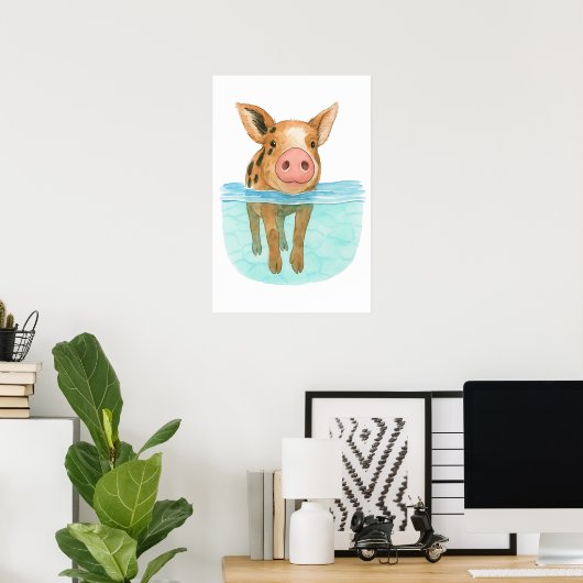 Bahamas Schwimmen Schweine Mauer Poster (Heimbüro)