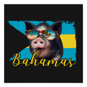 Bahamas Schwimmende Schweine - Exuma Schweine Stra Poster