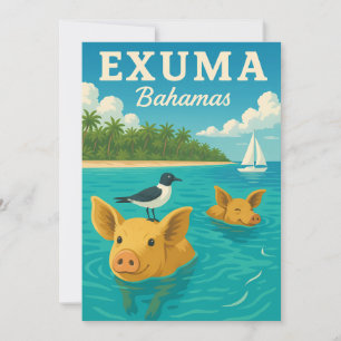 Bahamas Schwimmende Schweine Tropischer Strand Exu Einladung