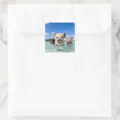 Bahamas Schwimmschwein 2024 Quadratischer Aufkleber (Tasche)
