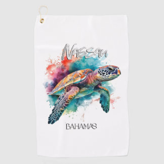 Bahamas Sea Turtle Bahamian Flag Beach Großer Hai Golfhandtuch