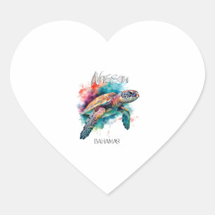 Bahamas Sea Turtle Bahamian Flag Beach Großer Hai Herz-Aufkleber