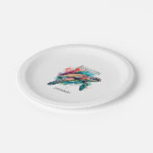 Bahamas Sea Turtle Bahamian Flag Beach Großer Hai Pappteller (Schrägansicht)