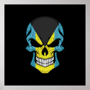 Bahamas Smiling Skull Flagge Poster