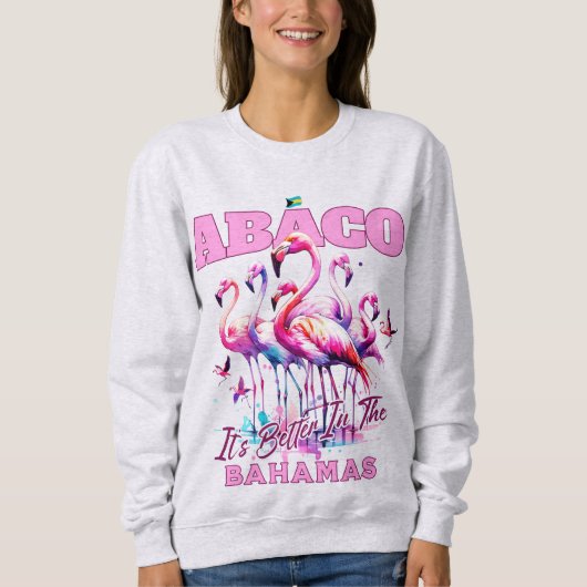 Bahamas Souvenir Geschenk : Abaco Bahamas Flamingo Sweatshirt (Vorderseite)